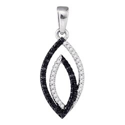 1 CTW Black Color Diamond Oval Pendant 10KT White Gold - REF-12N2F