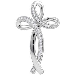 0.09 CTW Diamond Rounded Cross Pendant 10KT White Gold - REF-13H4M