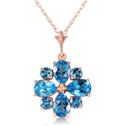 Genuine 2.43 ctw Blue Topaz Necklace Jewelry 14KT Rose Gold - REF-29K7V