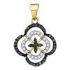 Image 1 : 0.25 CTW Black Color Diamond Cluster Pendant 10KT Yellow Gold - REF-14M9H
