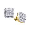 Image 1 : 1 CTW Princess Diamond Square Cluster Earrings 14KT Yellow Gold - REF-119H9M