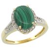 Image 1 : Natural 2.49 ctw Malachite & Diamond Engagement Ring 14K Yellow Gold - REF-39X7A