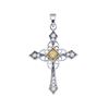 Image 1 : 0.30 CTW Yellow Color Diamond Cross Pendant 10KT White Gold - REF-26F9N