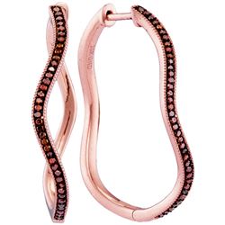 0.25 CTW Diamond Wavy Hoop Earrings 10KT Rose Gold - REF-40K4W
