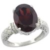 Image 1 : Natural 5.53 ctw Garnet & Diamond Engagement Ring 10K White Gold - REF-53X5A