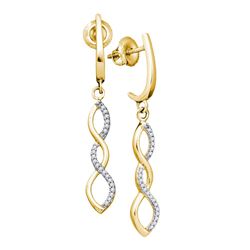 0.14 CTW Diamond Infinity Dangle Earrings 10KT Yellow Gold - REF-14W9K
