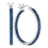 Image 1 : 1.6 CTW Blue Color Diamond In/Out Hoop Earrings 10KT White Gold - REF-71W9K