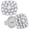 Image 1 : 1.01 CTW Diamond Cluster Earrings 14KT White Gold - REF-89X9Y
