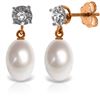 Image 1 : Genuine 8.06 ctw Pearl & Diamond Earrings Jewelry 14KT Rose Gold - REF-27R4P