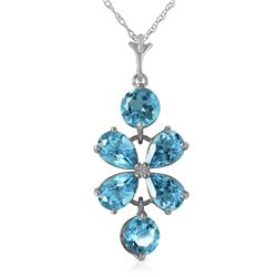Genuine 3.15 ctw Blue Topaz Necklace Jewelry 14KT White Gold - REF-30Z3N