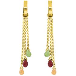 Genuine 4.9 ctw Garnet, Peridot & Citrine Earrings Jewelry 14KT White Gold - REF-43A6K