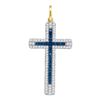 Image 1 : 0.23 CTW Blue Color Diamond Cross Pendant 10KT Yellow Gold - REF-14X9Y