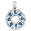 Image 1 : 0.50 CTWBlue Color Diamond Circle Cutout Pendant 10KT White Gold - REF-26X9Y