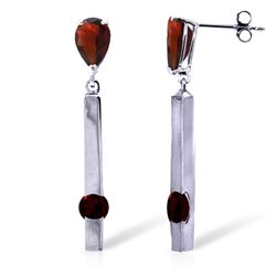 Genuine 4.25 ctw Garnet Earrings Jewelry 14KT White Gold - REF-54Y6F