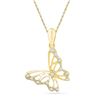 Image 1 : 0.07 CTW Diamond Butterfly Bug Pendant 10KT Yellow Gold - REF-7F4N
