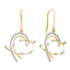Image 1 : 0.30 CTW Diamond Wire Heart Dangle Earrings 14KT Yellow Gold - REF-34M4H