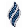 Image 1 : 0.10 CTW Blue Color Diamond Cluster Pendant 10KT White Gold - REF-14K9W