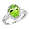 Image 1 : Natural 2.56 ctw Peridot & Diamond Engagement Ring 14K White Gold - REF-46R6Z
