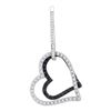 Image 1 : 0.55 CTW Black Color Diamond Heart Screwback Dangle Earrings 10KT White Gold - REF-44M9H