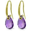 Image 1 : Genuine 8 ctw Amethyst Earrings Jewelry 14KT Yellow Gold - REF-36N8R