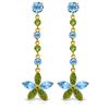 Genuine 4.8 ctw Blue Topaz & Peridot Earrings Jewelry 14KT Yellow Gold - REF-56N8R