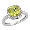 Image 1 : Natural 3.94 ctw Lemon-quartz & Diamond Engagement Ring 14K White Gold - REF-36K7R