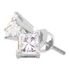 Image 1 : 0.25 CTW Princess Diamond Solitaire Stud Earrings 14KT White Gold - REF-26W9K