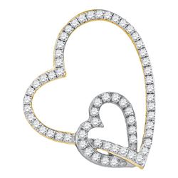 0.33 CTW Diamond Double Linked Heart Pendant 10KT Yellow Two-tone Gold - REF-22H4M