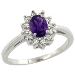 Natural 0.67 ctw Amethyst & Diamond Engagement Ring 10K White Gold - REF-38M8H