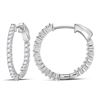 Image 1 : 1.45 CTW Diamond Single Row Hoop Earrings 10KT White Gold - REF-101F2N