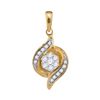 Image 1 : 0.19 CTW Diamond Flower Cluster Pendant 14KT Yellow Gold - REF-26N3F