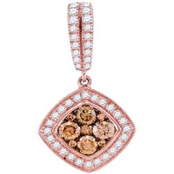 1 CTW Cognac-brown Color Diamond Diagonal Pendant 14KT Rose Gold - REF-97Y4X