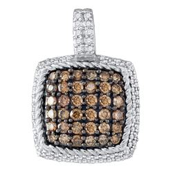 0.80 CTWCognac-brown Color Diamond Roped Pendant 10KT White Gold - REF-41Y9X