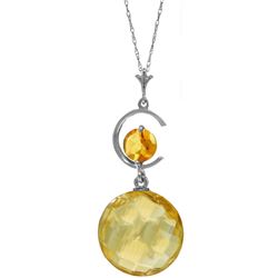 Genuine 5.8 ctw Citrine Necklace Jewelry 14KT White Gold - REF-25F9Z