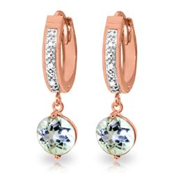 Genuine 2.28 ctw Aquamarine & Diamond Earrings Jewelry 14KT Rose Gold - REF-56R2P