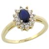 Image 1 : Natural 0.86 ctw Blue-sapphire & Diamond Engagement Ring 10K Yellow Gold - REF-46W7K