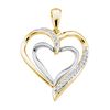 Image 1 : 0.10 CTW Diamond Double Nested Heart Pendant 10KT Yellow Gold - REF-12Y2X