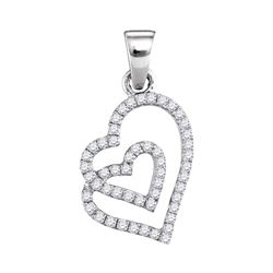 0.25 CTW Diamond Double Heart Pendant 10KT White Gold - REF-14X9Y