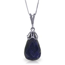 Genuine 14.8 ctw Sapphire Necklace Jewelry 14KT White Gold - REF-28K3V