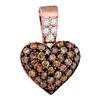 Image 1 : 0.38 CTW Cognac-brown Color Cluster Diamond Heart Pendant 10KT Rose Gold - REF-18F2N
