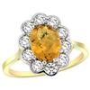 Image 1 : Natural 2.34 ctw Quartz & Diamond Engagement Ring 14K Yellow Gold - REF-80G8M