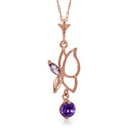 Genuine 0.40 ctw Amethyst Necklace Jewelry 14KT Rose Gold - REF-22H2X
