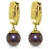 Genuine 4 ctw Black Pearl Earrings Jewelry 14KT Yellow Gold - REF-22T5A