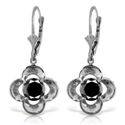 Genuine 1.0 ctw Black Diamond Earrings Jewelry 14KT White Gold - REF-76A2K