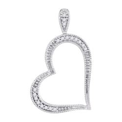 0.05 CTW Diamond Milgrain Open-center Heart Pendant 10KT White Gold - REF-8K9W