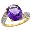 Image 1 : Natural 6.45 ctw amethyst & Diamond Engagement Ring 14K Yellow Gold - REF-54H3W