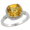 Natural 4.11 ctw Whisky-quartz & Diamond Engagement Ring 10K White Gold - REF-33V3F