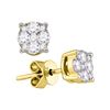 Image 1 : 0.89 CTW Diamond Cluster Stud Earrings 18KT Yellow Gold - REF-172Y4X