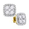 Image 1 : 2.6 CTW Diamond Square Cluster Earrings 10KT Yellow Gold - REF-299H9M