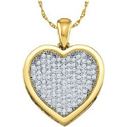 1 CTW Diamond Heart Pendant 10KT Yellow Gold - REF-82K4W